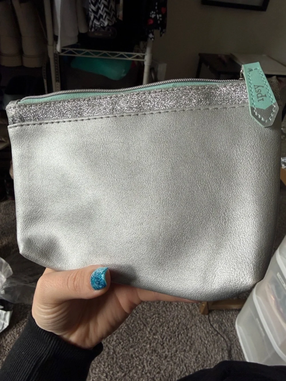 Ipsy Silver Metallic Glam Pouch -December 2017